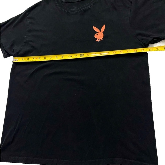 PLAYBOY Mens XL Black Coral/Orange Repeat Logo Shirt Entertainment Magazine EUC - Picture 5 of 7